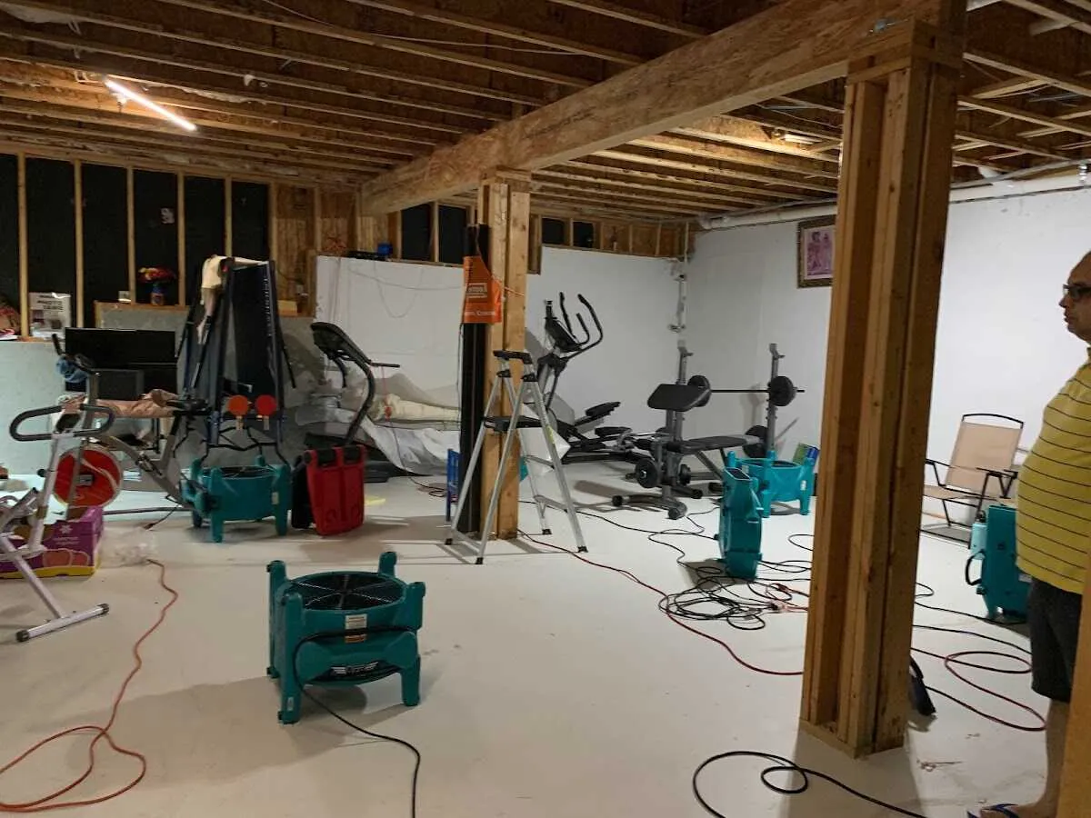 Basement drying equipment setup for Contents Cleaning & Restoration in Monroe